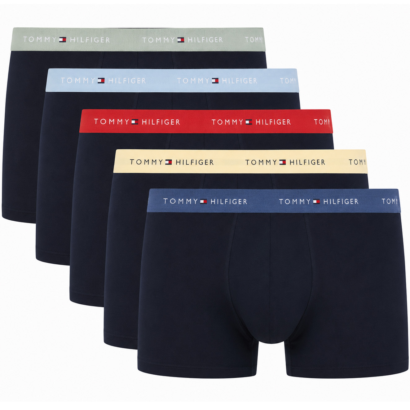 Tommy Hilfiger boxers - trunks 5-pack blauw met gekleurde band